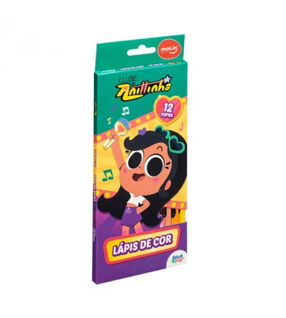 Lápis de Cor clube da Anittinha - 12 Cores - Molin